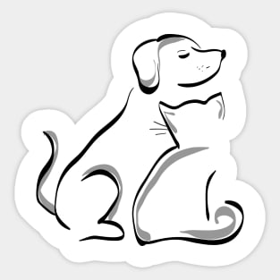 Dog and cat friendship Sticker